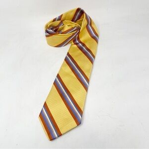 ROBERT TALBOTT BEST OF CLASS Men’s Yellow Strap Silk Hand Made Tie USA Made 60”